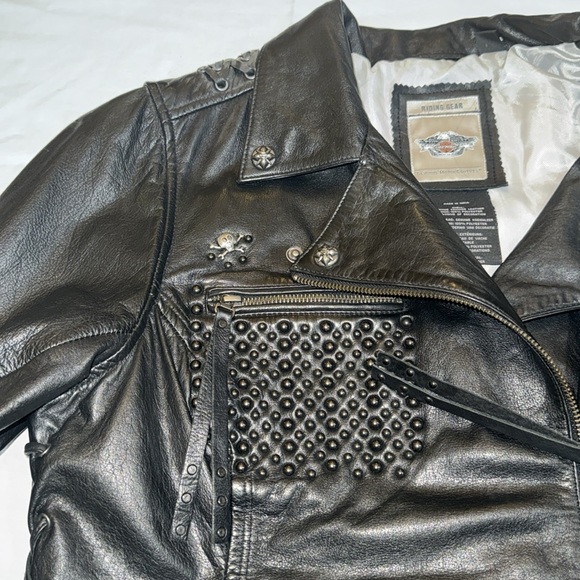 Genuine Heavy Harley Davidson leather Jacket women’s Size L - Picture 3 of 16